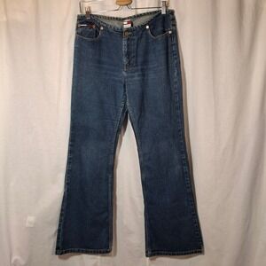 Tommy Hilfiger Jeans Vintage Y2K Flare Leg Blue Denim Dark Wash Size 11